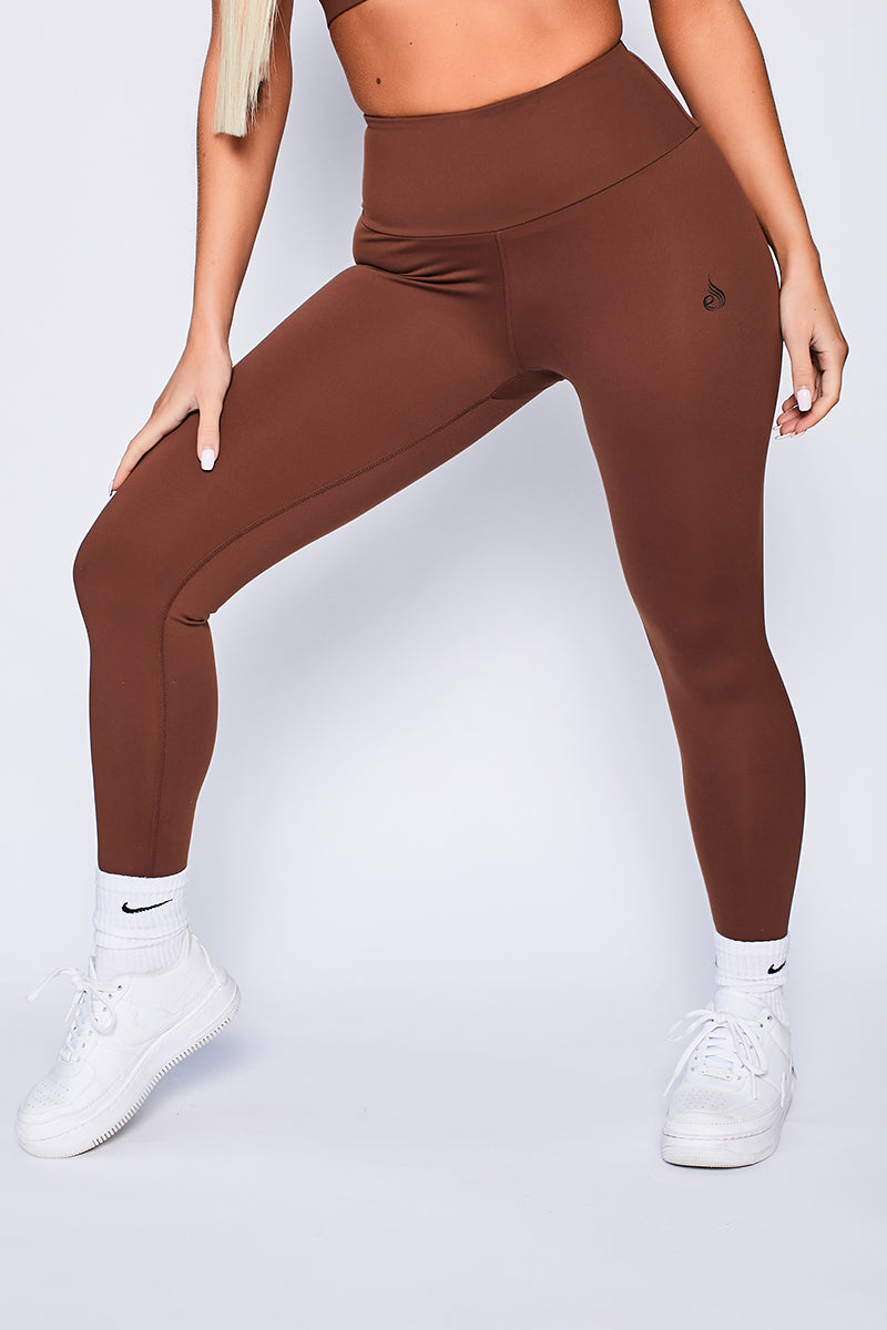 Chocolate Brown Scrunch bum Premium Thick High Waisted Leggings – LivsLuxe