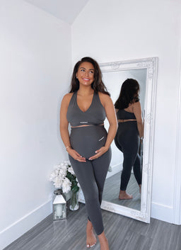 ItLooksFit Maternity Charcoal Cross-Over V-Neck Sport Bra