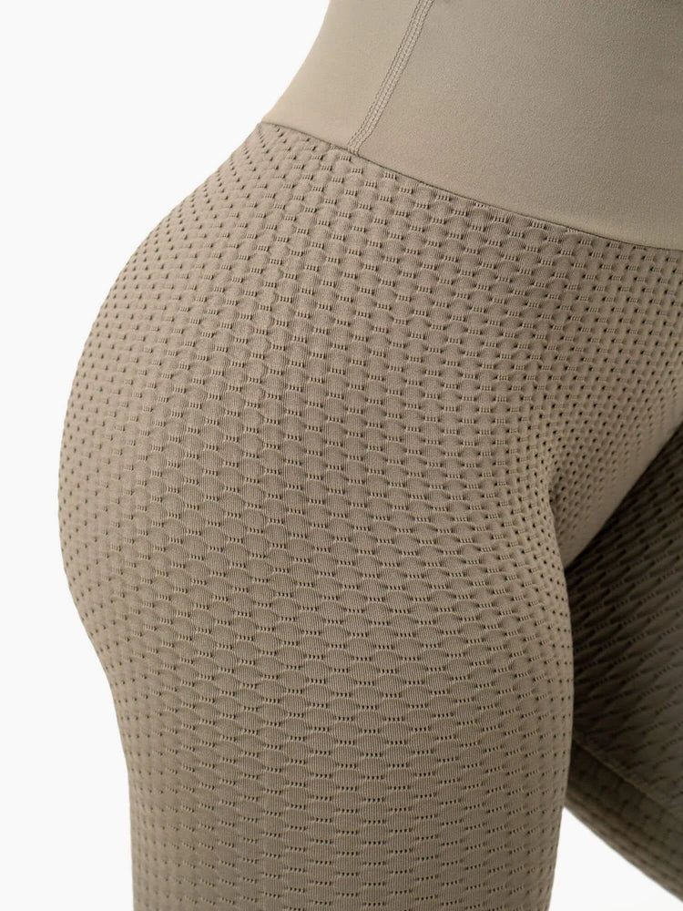 Ryderwear Khaki Honeycomb Scrunch Seamless Leggings
