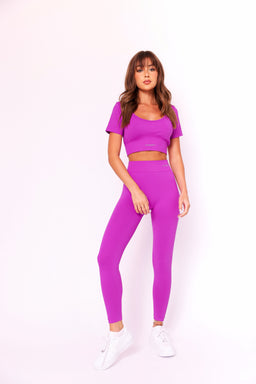 Second Skin Purple Seamless Short Sleeve Cropped Top